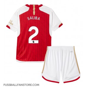 Arsenal William Saliba #2 Replik Heimtrikot Kinder 2023-24 Kurzarm (+ Kurze Hosen)